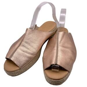 Chelsea Crew Rose Gold Leather Rope Trim Mules Size 7